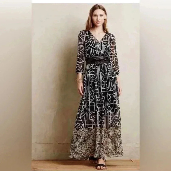 Anthropologie Equinox Pleated  Maxi Dress by Moulinette Soeurs Size 0 - Picture 2 of 10